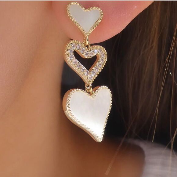 heart drop earrings H179 - Picture 1 of 5